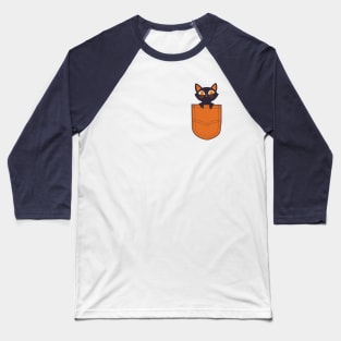 Pocket Cute Cat Baseball T-Shirt